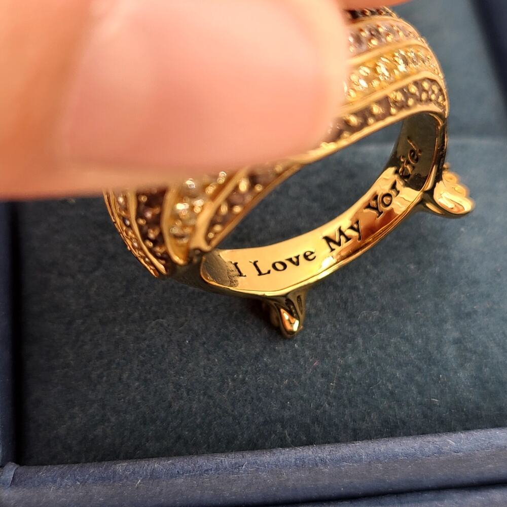 Bradford Exchange I Love My Yorkie 18k Gold Plated Ring Swarovski Crystals 10.5 - Picture 7 of 10